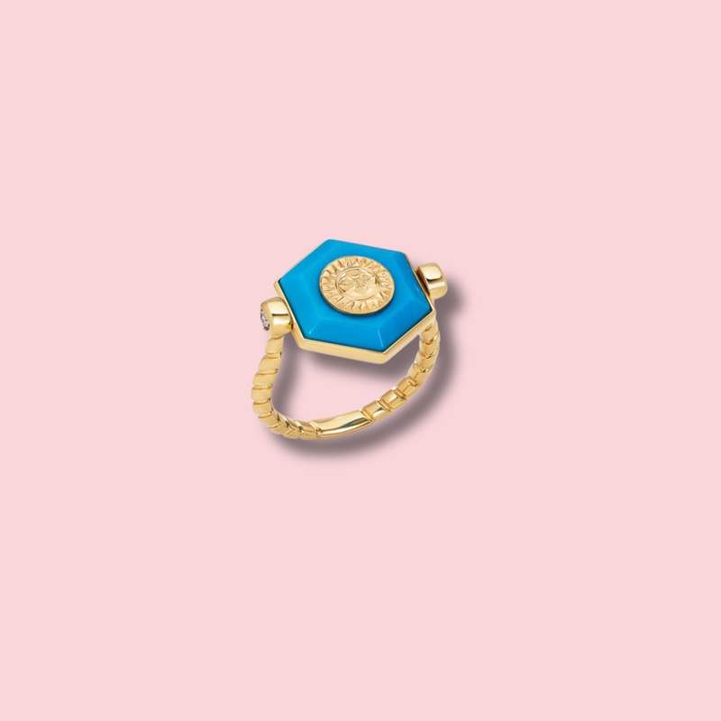Soleil Turquoise Hexagon Flip Ring 7
