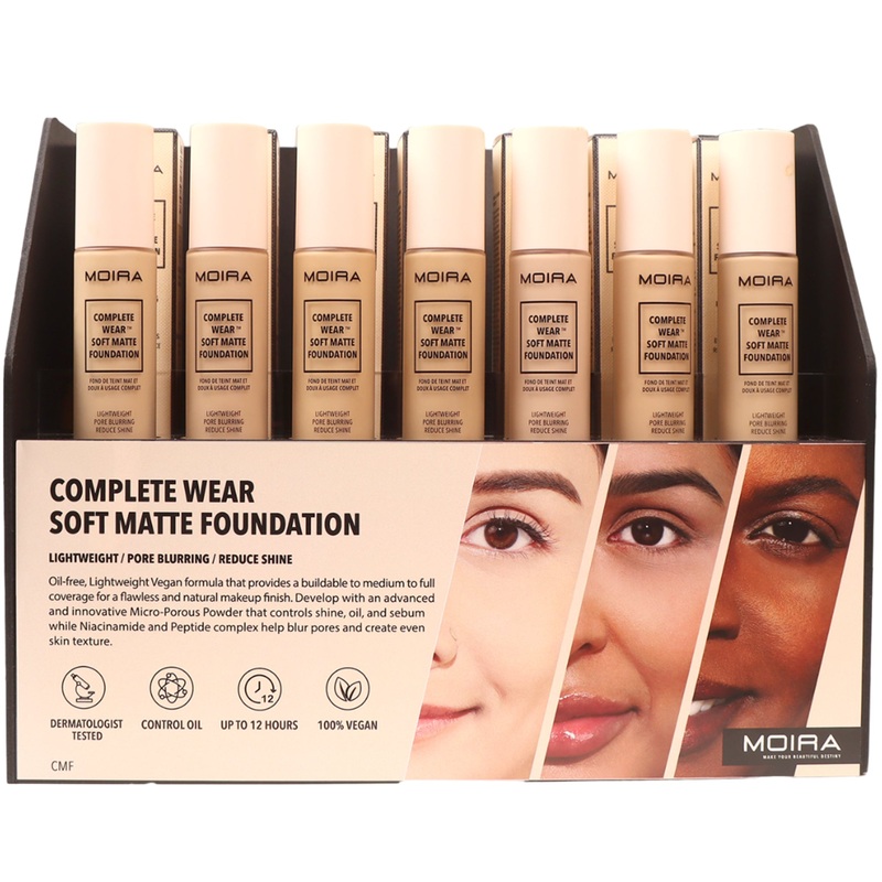 Moira Beauty Complete Wear Soft Matte Foundation – Wholesale Display 42 Units (CMFASS)