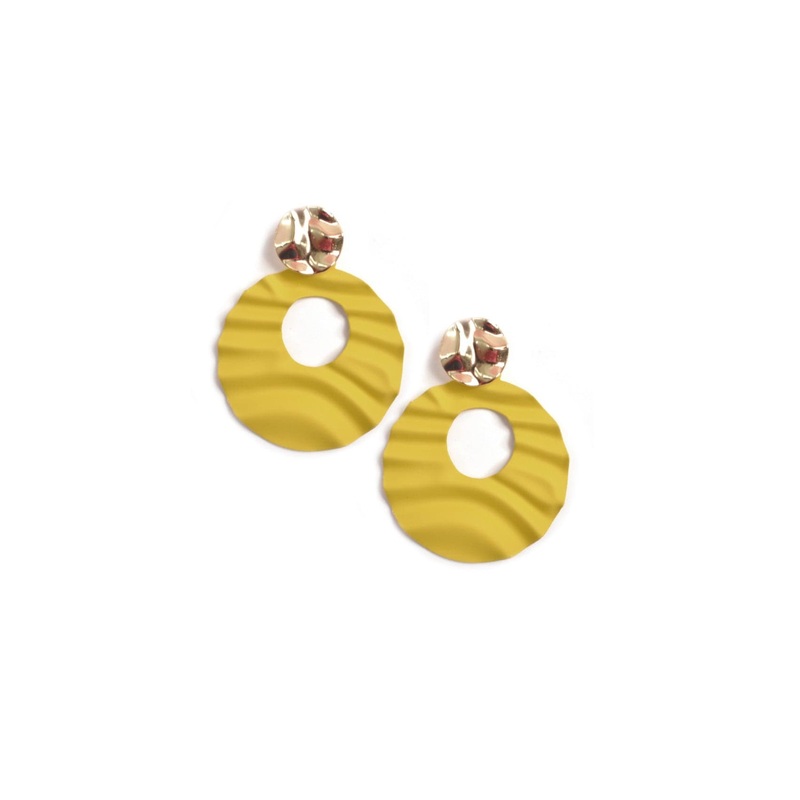 Wavy Texture Earrings Yellow