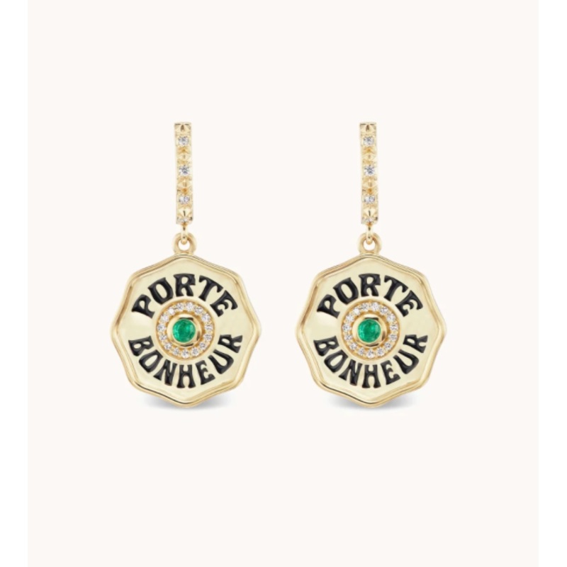 Mini Porte Bonheur Earrings Emerald