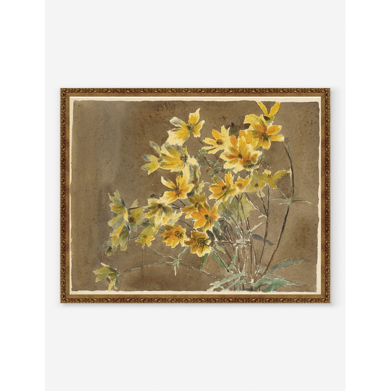 Yellow/Orange Flower with Border Print by Hannah Borger Overbeck Unframed 10″ x 13″