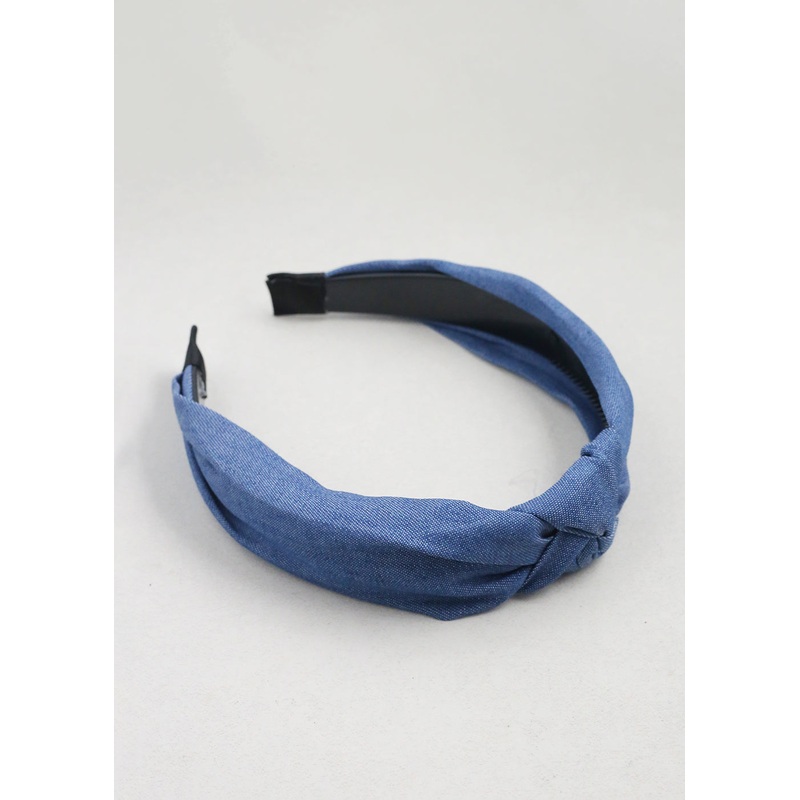 Denim Top Knot Headband Black