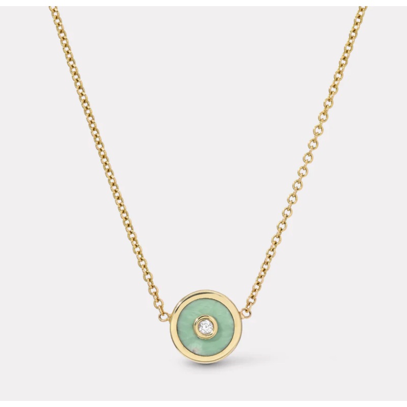 MINI COMPASS PENDANT WITH DIAMOND CENTER Turquoise