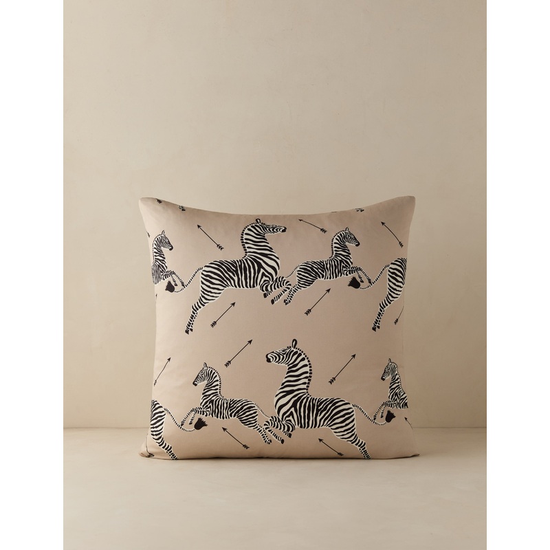 Zebras Petite Pillow by Scalamandre Sand Square