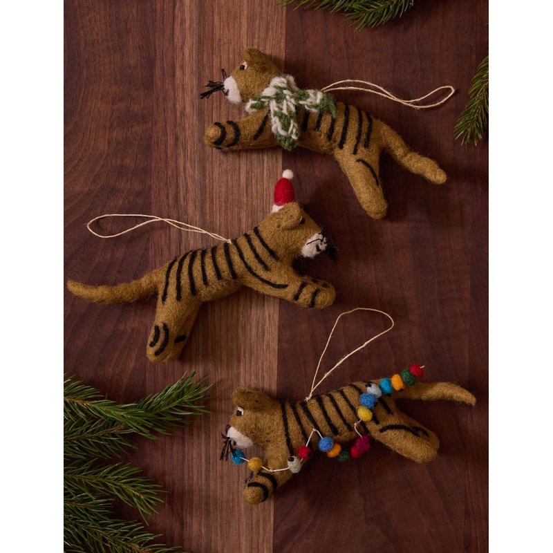 Felt Tiger Trio Ornaments (Set of 3) by Sarah Sherman Samuel Multi