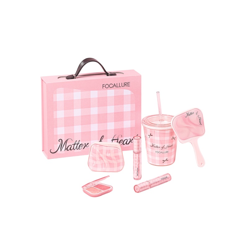FOCALLURE Matter of Heart Series Blush Lip Gloss Eyeshadow Palette 7PCS/Set  Set 1