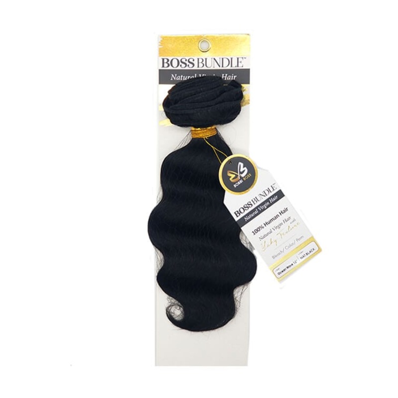 Bobbi Boss Gold Level Boss Bundle Ocean Wave Natural Virgin Weft Hair 12″ NAT.BLACK