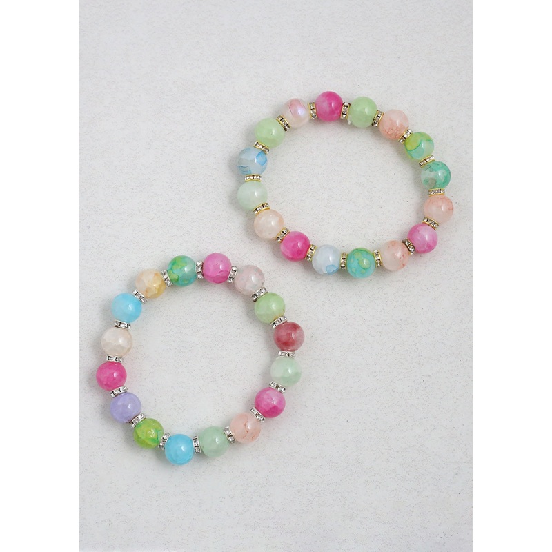 Colorful Marble Bead Bracelet Gold/Multi