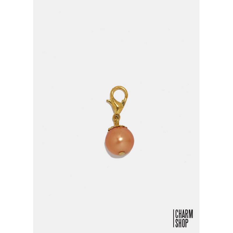Gold Tone Orange Pearl Dangle Charm