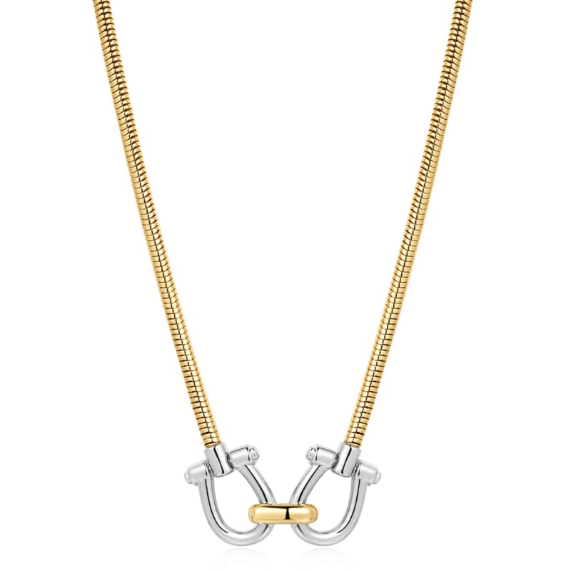 Two-Tone Horsebit Necklace Gold