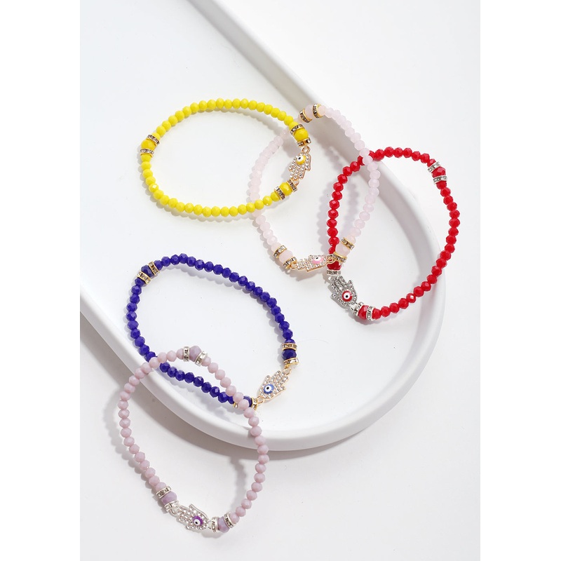 Hamsa Hand Bead Bracelet Blue/Gold