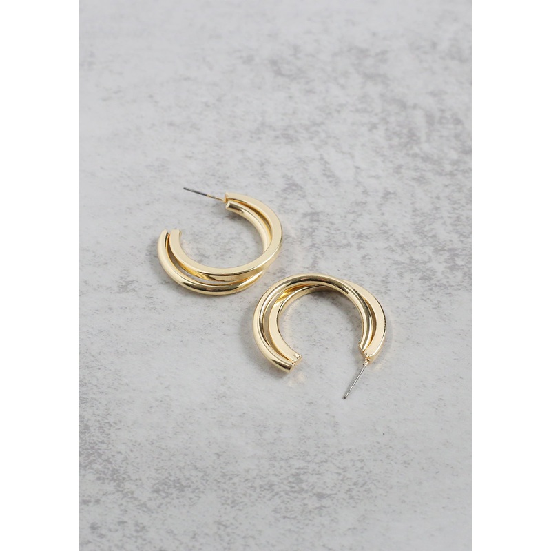 Bold Double Hoop Earrings Gold