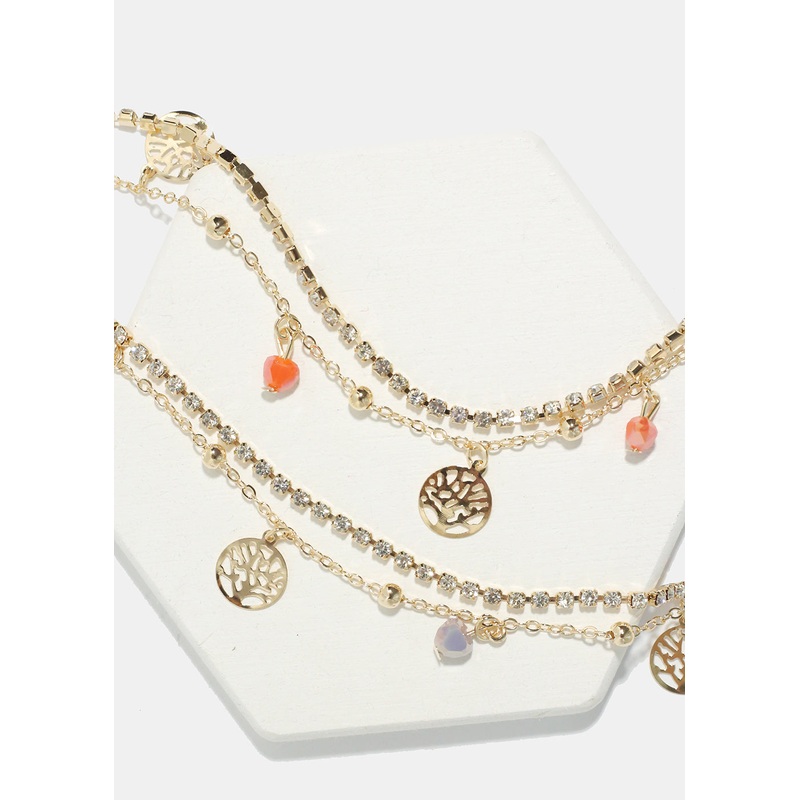 Heart & Tree of Life Charm Anklet G. White