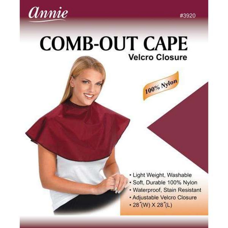 Annie Comb-Out Cape 28In * 28In Burgundy Velcro Closure (6 PCS)