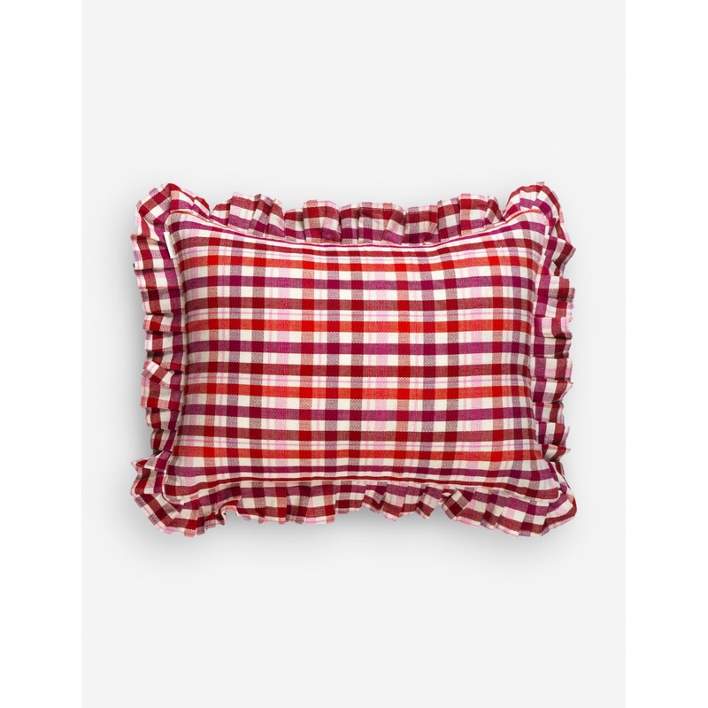 Noel Ruffle Pillow by Archive NY Red Lumbar