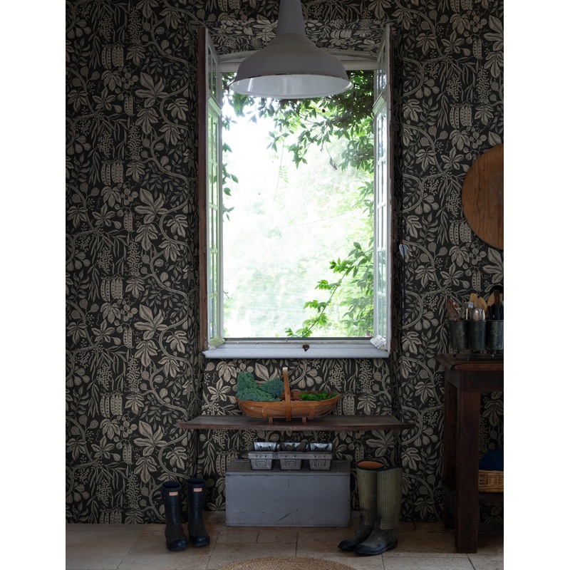 Fig Garden Wallpaper by Scalamandre Charcoal