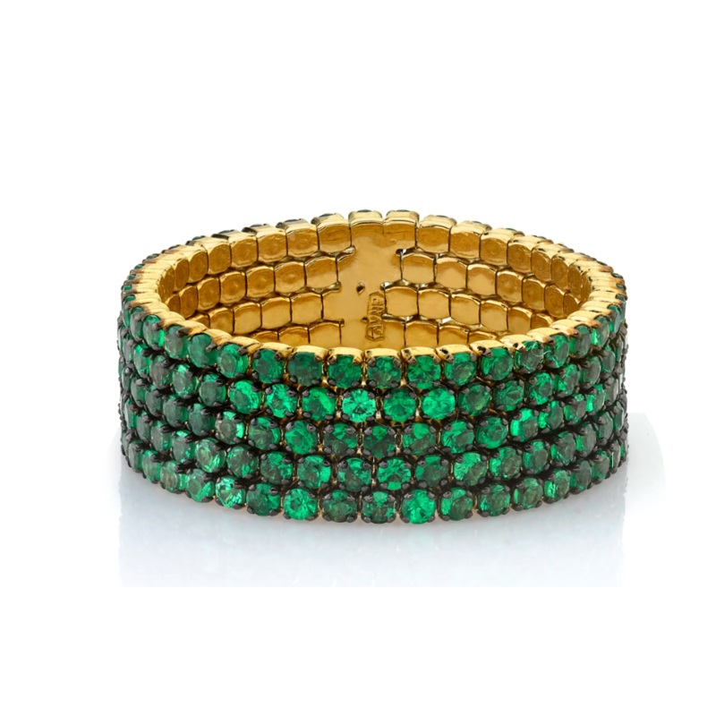 GREEN GARNET 5 THREAD STACK RING 6