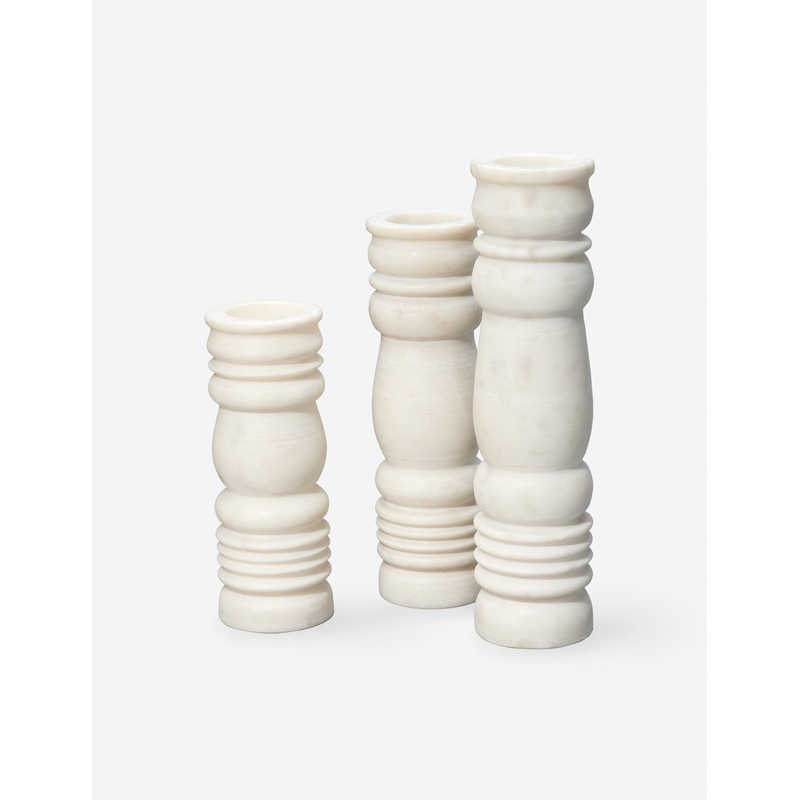 Vasha Candlesticks (Set of 3) White