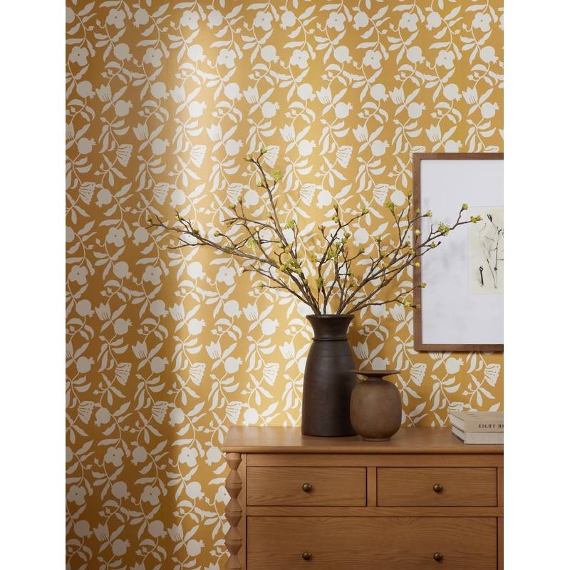 Pome Floral Wallpaper by Sarah Sherman Samuel Ochre