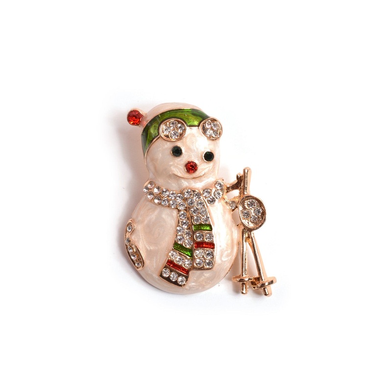 Snowman Brooch Gold