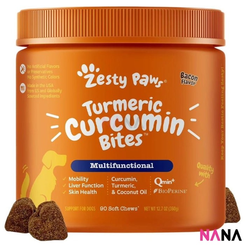 Zesty Paws Turmeric Curcumin Bites – Bacon Flavor 90 Soft Chews