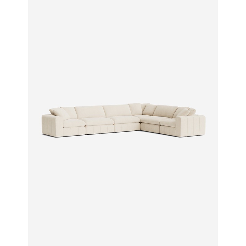 Capella Modular Corner Sectional Sofa White Boucle 130″W