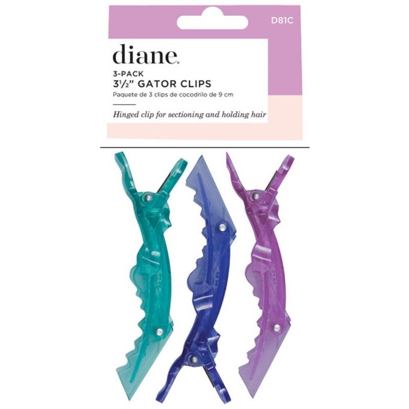Diane 3-Pack 3.5 Gator Clips | Hinged clip for Sectioning & Holding Hair