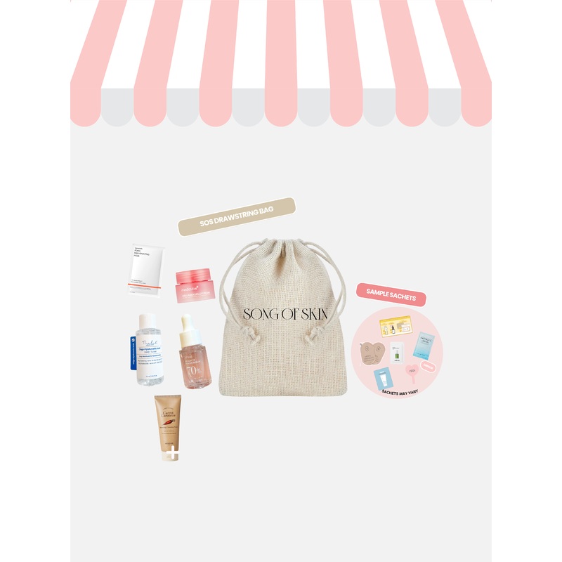 SOS DRAWSTRING BAG 4 DELUXE MINI + SHEET MASK + SAMPLE SACHETS