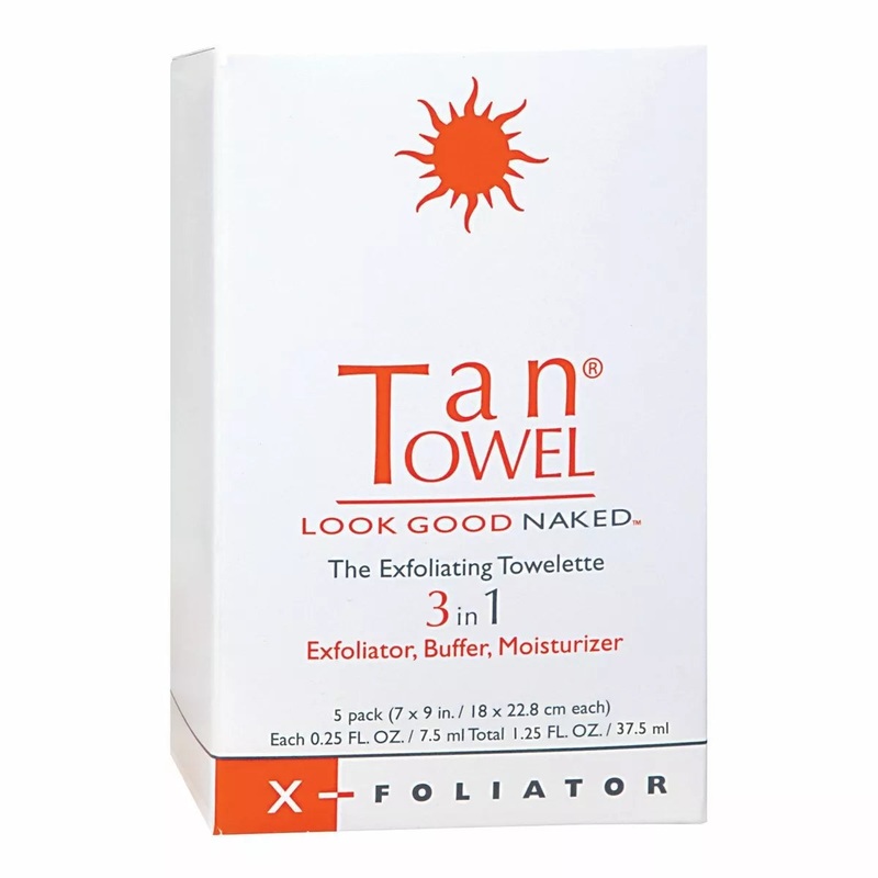 Tan Towel The Exfoliating Towelette 3 In 1 Exfoliator, Buffer & Moisturizer 5 Pack