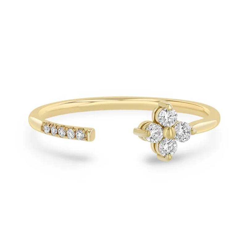 14K PRONG DIAMOND QUAD & PAV DIAMOND OPEN RING