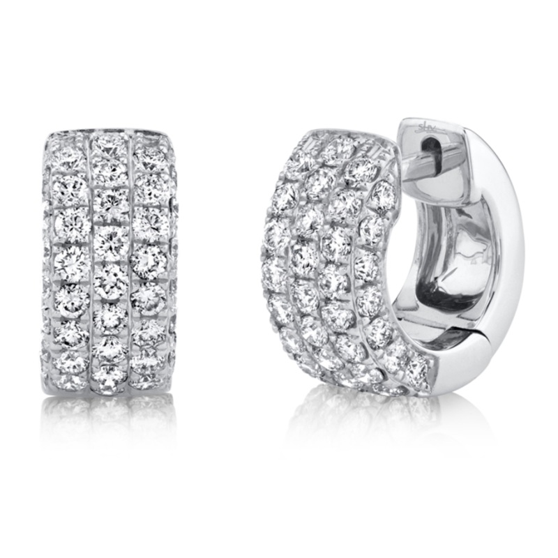 Three-Row Diamond Pave Huggies