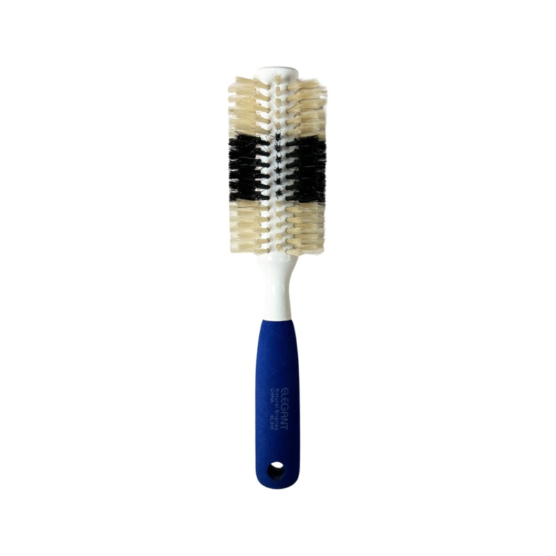 Elegant #515 Round Boar Hairbrush – Small (2.25″) | White Wood / Blue Handle