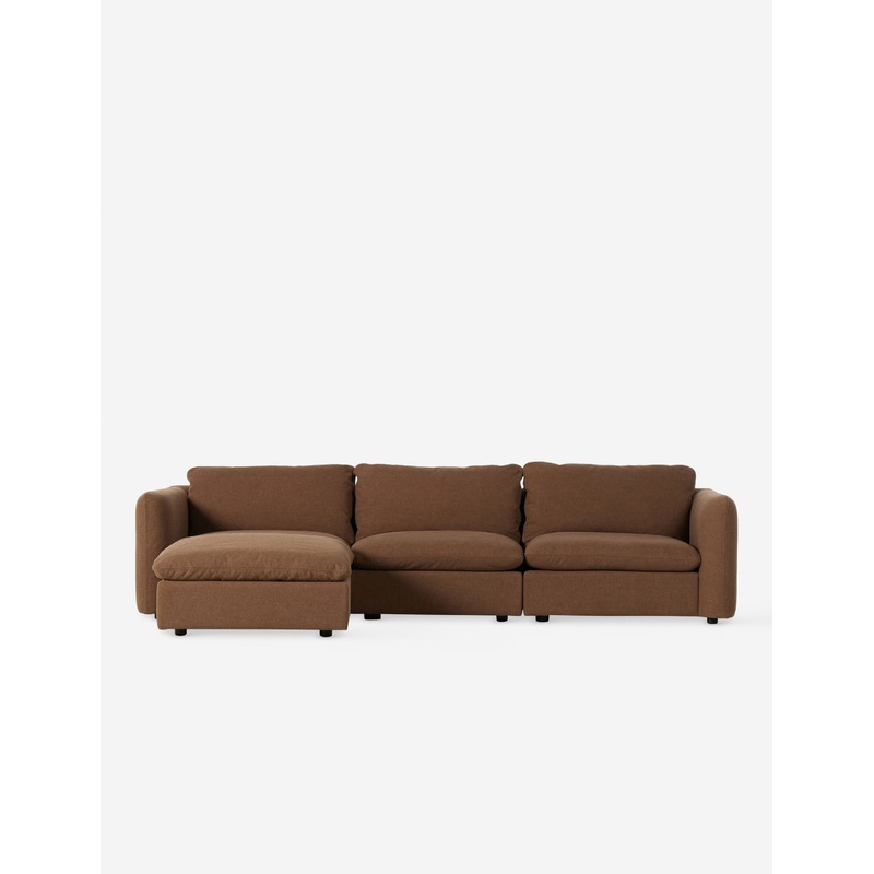 Verbena Sectional Sofa With Ottoman Brown Performance Linen