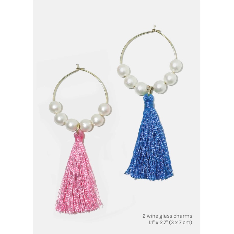 Beaded Tassel Wine Glass Marker Charms 2 Charms Set