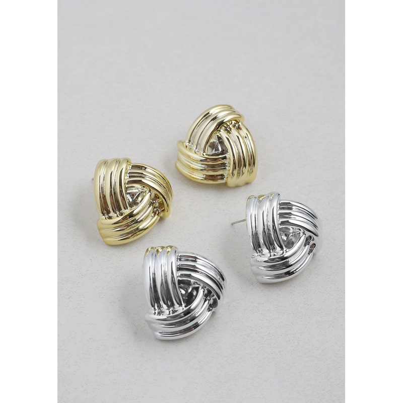 Chunky Triangular Knot Earrings Gold