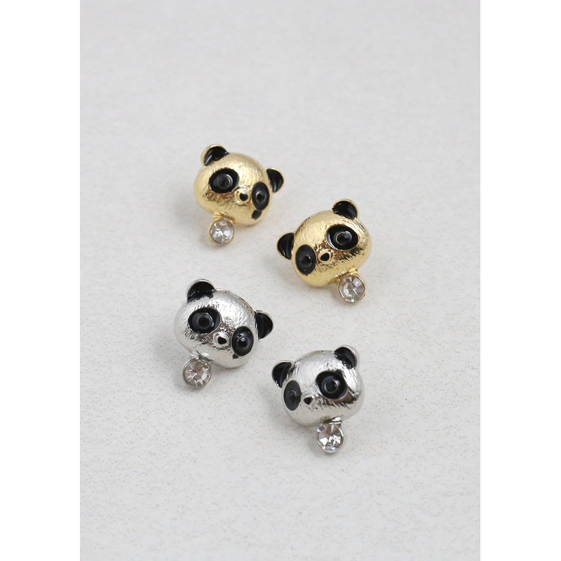Cute Panda Earring Studs Gold