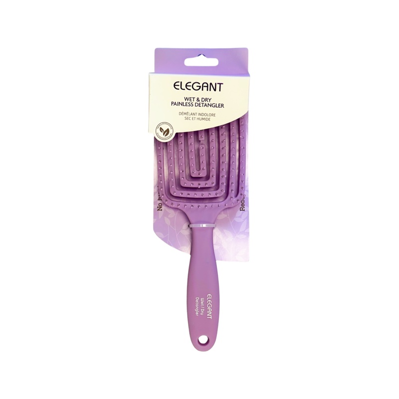 Elegant #323 Wet & Dry Painless Detangler Vented Spiral Hair Brush – Large (10″) / Purple