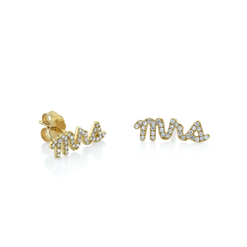 GOLD & DIAMOND MRS STUDS PAIR