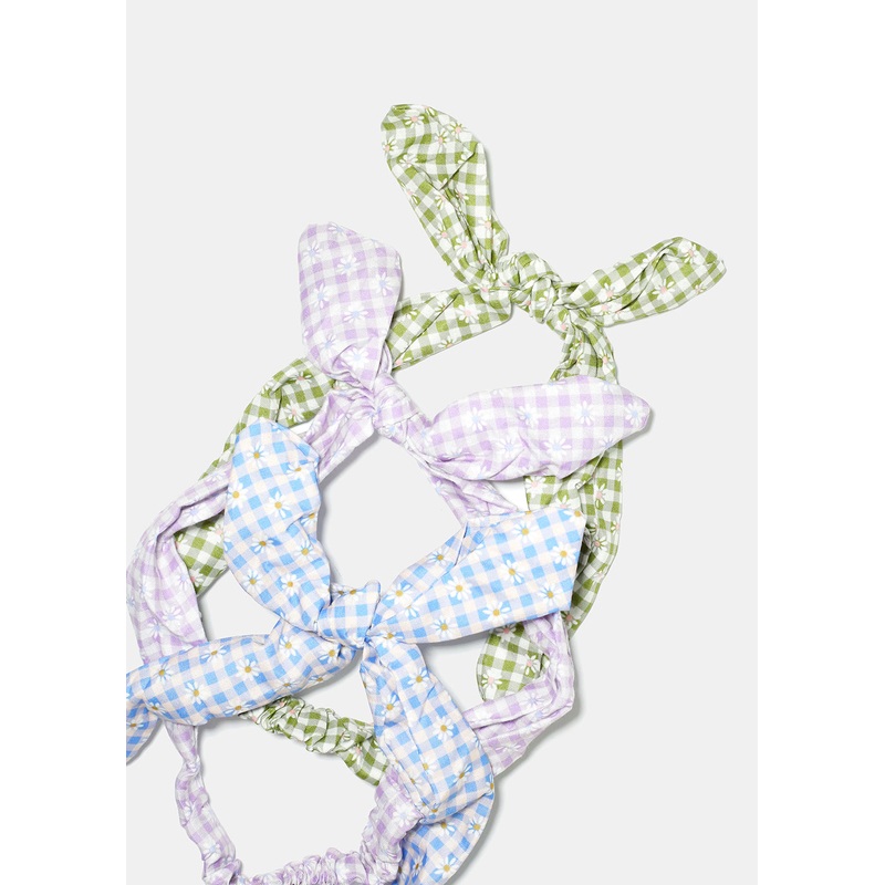 Plaid Print Headband Cream