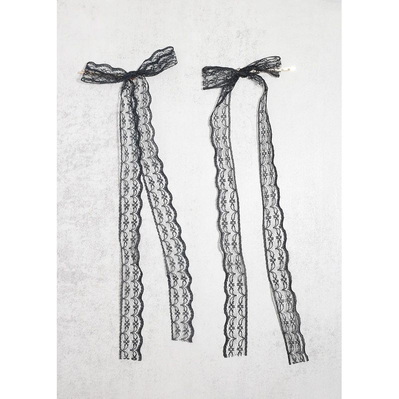 2 PC Long Lace Hairclips White