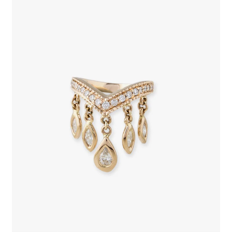 LARGE TEARDROP 4 MARQUISE DIAMOND SHAKER V RING