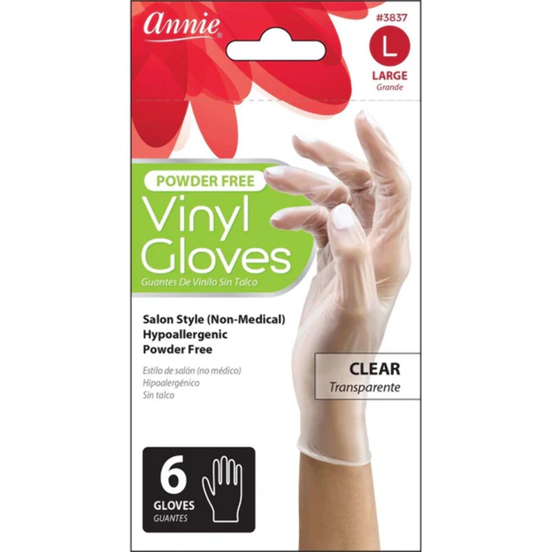 Annie Vinyl Gloves Powder Free L 6Ct (12 PCS)
