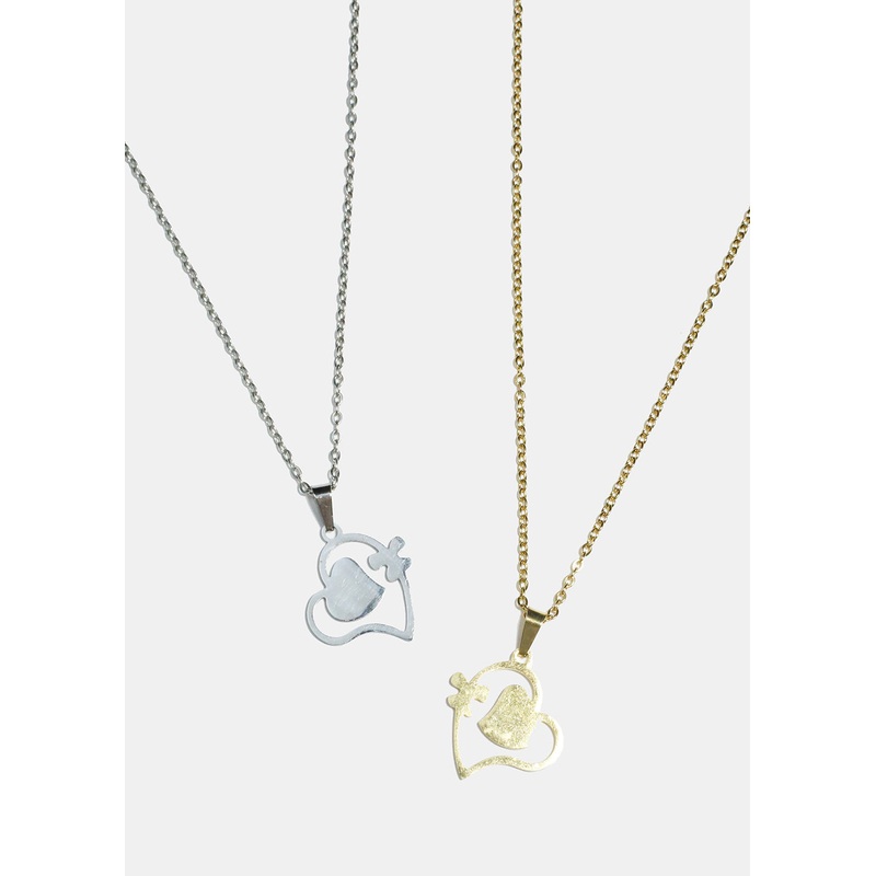 Double Heart Necklace Gold
