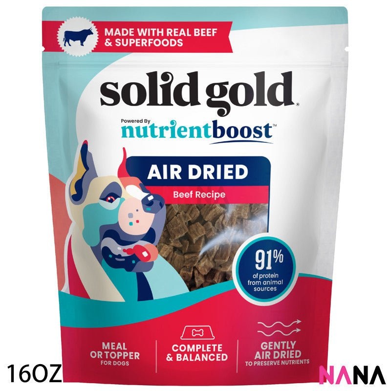 Solid Gold Air Dried Topper Complete & Balanced Meal Topper For Dogs – Beef 1LB (EXP:01 2026)
