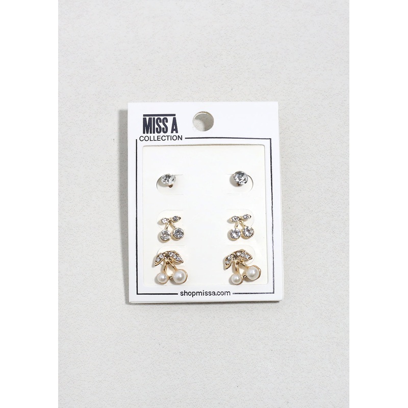 Sweet Cherry Stud Trio Gold