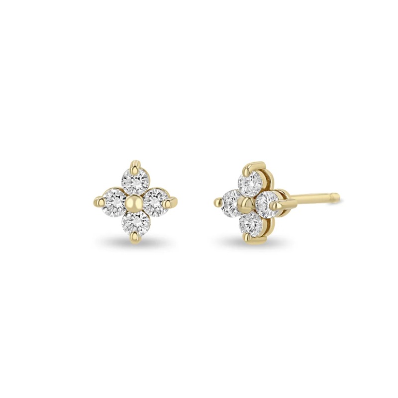 14K PRONG DIAMOND QUAD STUDS Single