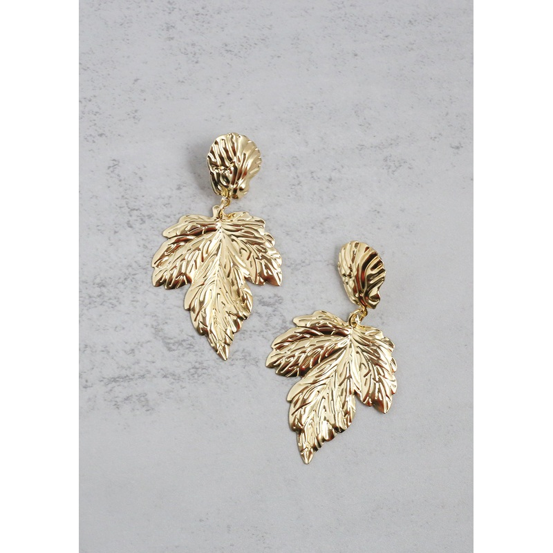 Maple Leaf Dangle Earrings Gold