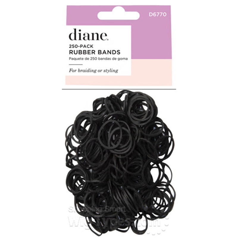 Diane Black Rubber Bands 250 Pack | For Braiding Or Styling | D6670