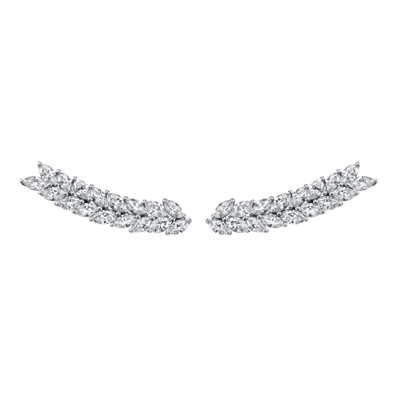 DOUBLE ROW MARQUISE DIAMOND FLOATING EARRINGS White Gold