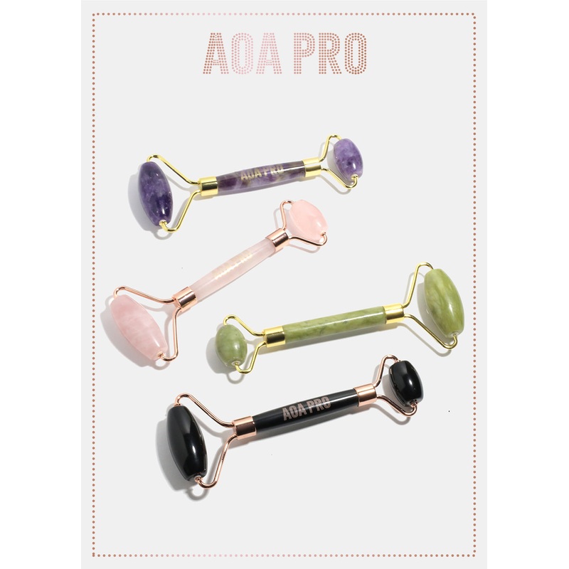 Double Roller Facial Massaging Tool Rose Quartz